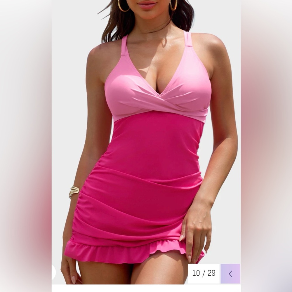 Pink Halter SwimDress
